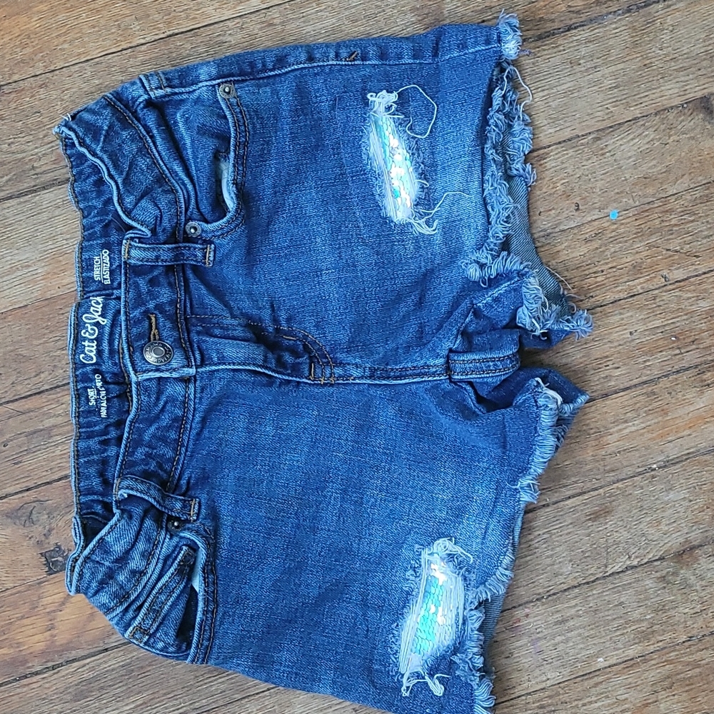 Cat &Jack reverse sequin denim shorts